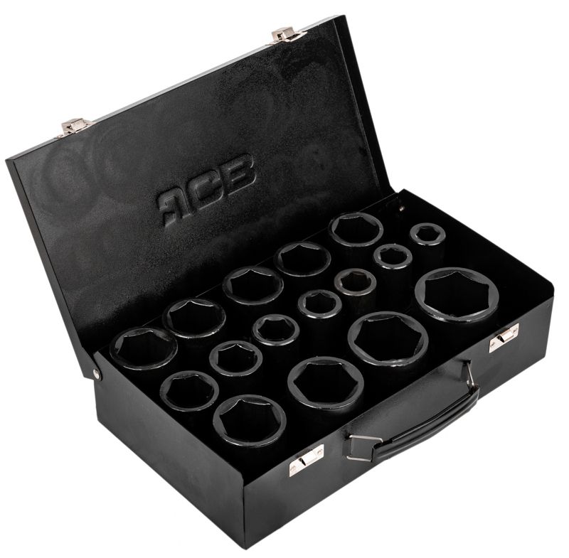 Zestaw JCB nasadki udarowe nasadowe głębokie do klucza pneumatycznego 3/4" 17-50mm 16el, 1 szt.