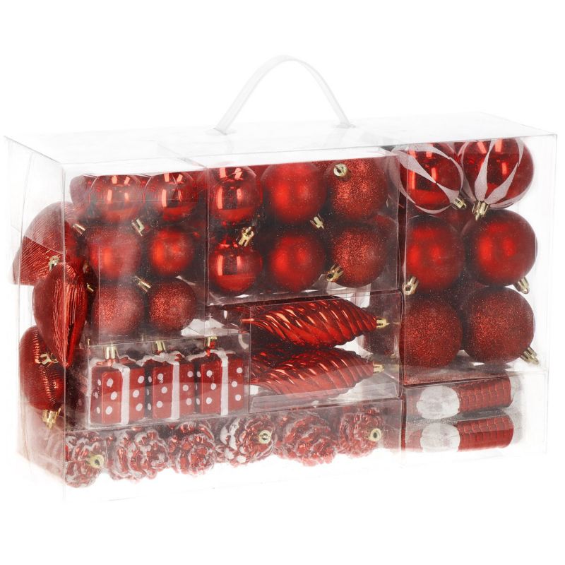 Bombki choinkowe Springos 72 szt. ozdoby świąteczne czerwony 1 kpl.