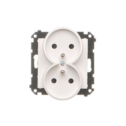 Gniazdo podwójne Kontakt-Simon S55 z uziemieniem biały mat 1 szt.