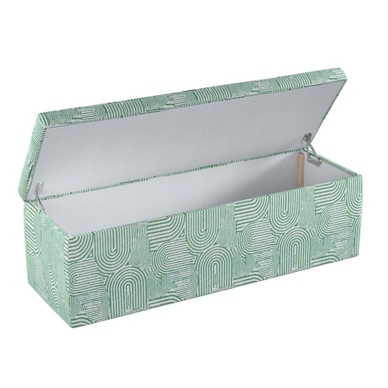 Skrzynia tapicerowana Dekoria 120 x 40 x 40 cm miętowe łuki na kremowym tle 1 szt.