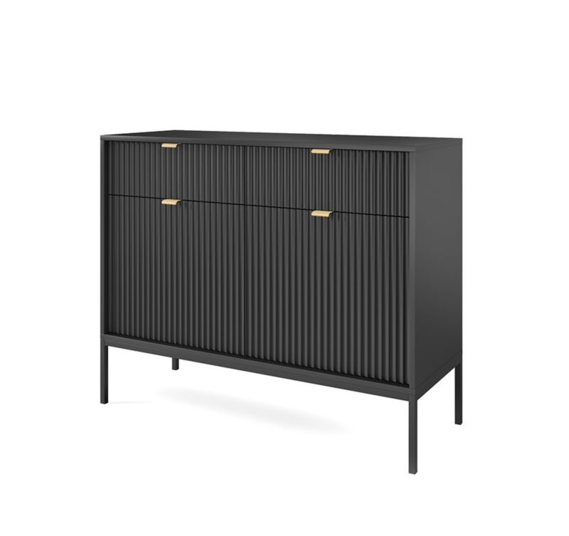 Komoda dwudrzwiowa z szufladami Bettso Nova 104 cm na czarnych nogach czarny 1szt.