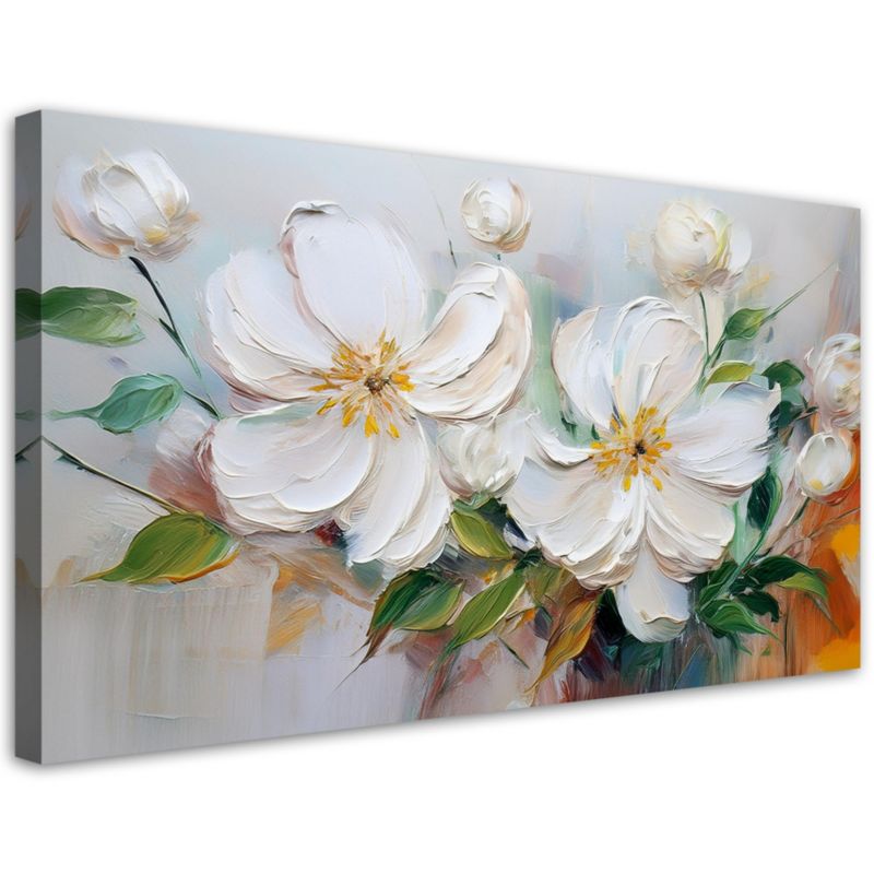 Obraz na płótnie Feeby Białe Kwintące Kwiaty jak malowane 120x60cm 1szt