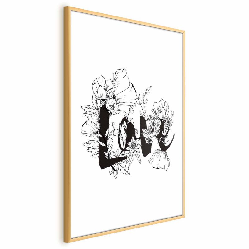 Plakat Artgeist Love w kwiatach 60x90 cm z ramą złotą 1 szt