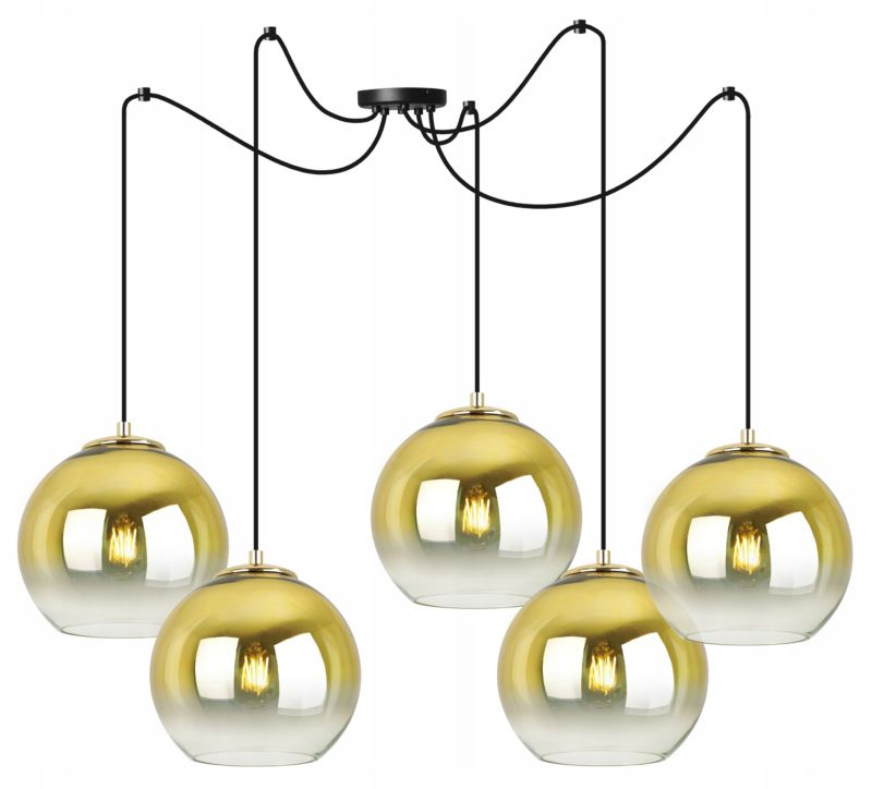 Lampa sufitowa wisząca Light Home LH Spider Bergen Gold 5x E27 60W klosz 20cm złoty 1szt.