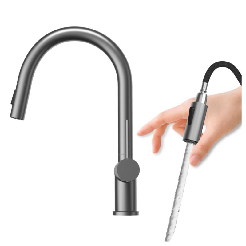 Bateria Kuchenna Z Wyciąganą Wylewką Obrotowa Wysoka Granitan Naya Gun Grey 1 szt.