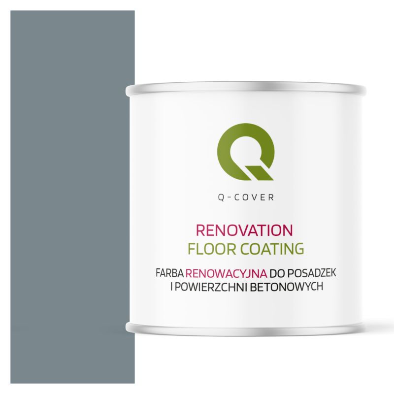 Farba Renowacyjna do Posadzek i Powierzchni Betonowych Q-Cover Wiewiórka Szara RAL7000 Wysoki Połysk 2.5L
