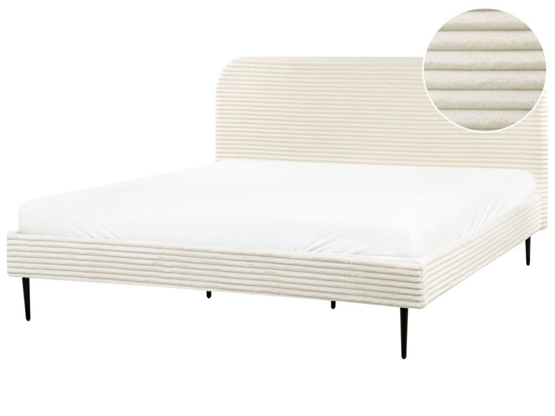 Łóżko Sztruks Flayat 180 x 200 cm Złamana biel 1 szt.