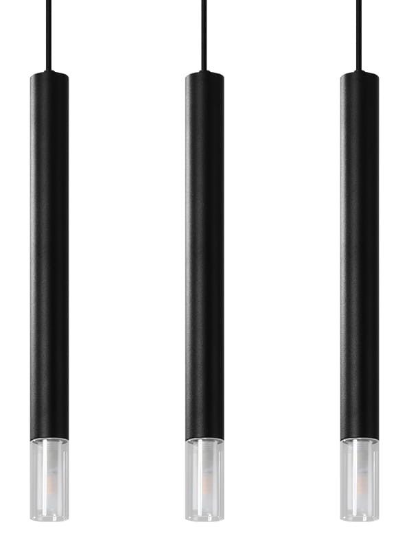 Lampa sufitowa wisząca Sollux Lighting Wezyr 5592 czarno-przezroczysty szerokość 45 cm 3xG9 x 12W 1 szt.