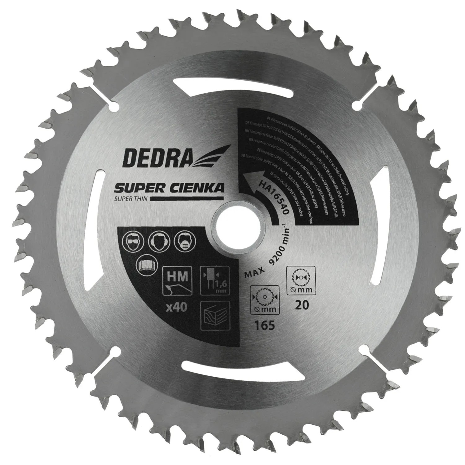 Dedra Tarcza do drewna SuperThin 165x20 40 zębów