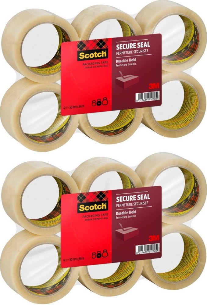 2x Taśma pakowa Scotch Secure Seal, 50mmx66m, 6 sztuk, przezroczysty
