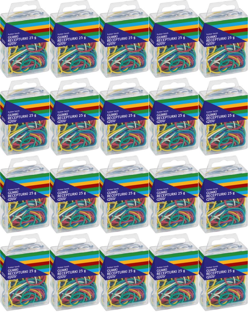 20x Gumki recepturki Grand, 57mm, 25g, mix kolorów