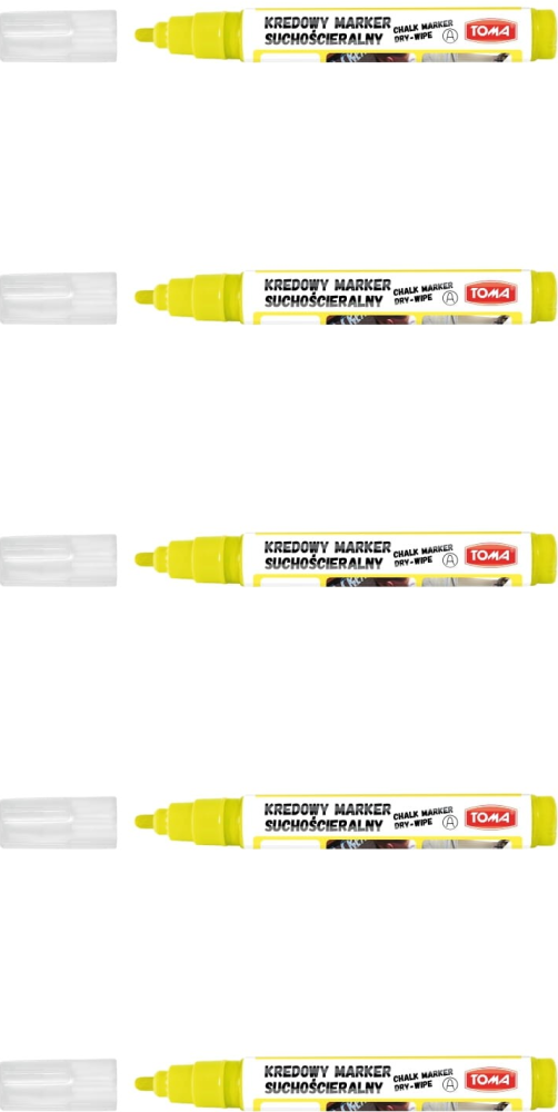 5x Marker kredowy suchościeralny Toma TO-296, okrągła, 4.5 mm, żółty