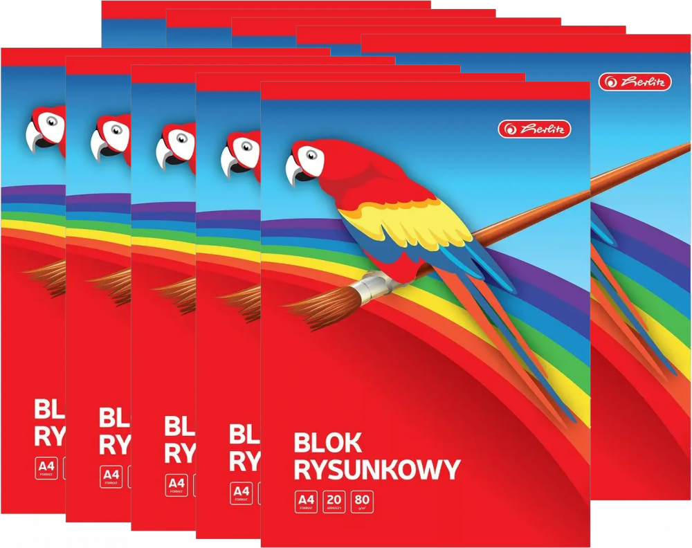 10x Blok rysunkowy Herlitz, A4, 20 kartek, biały