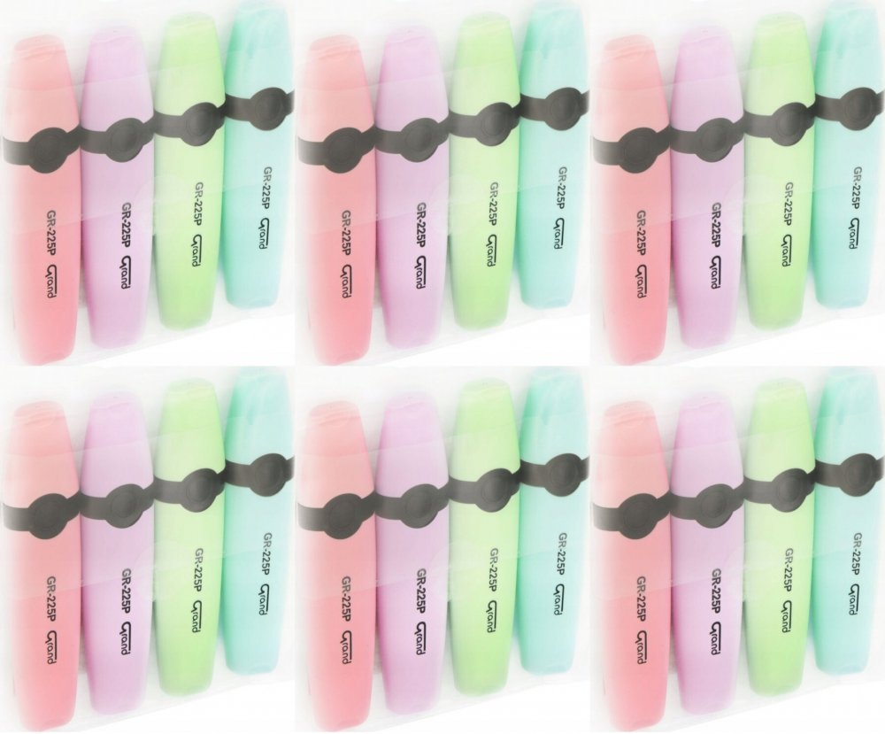 6x Zakreślacze Grand GR-225P, 4 sztuki, mix kolorów pastelowych