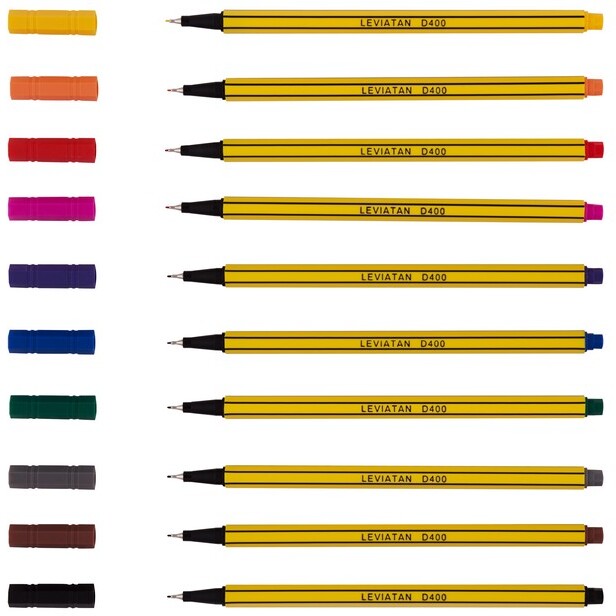 Cienkopis Leviatan, D400, 0.4mm, 10 sztuk, mix kolorów