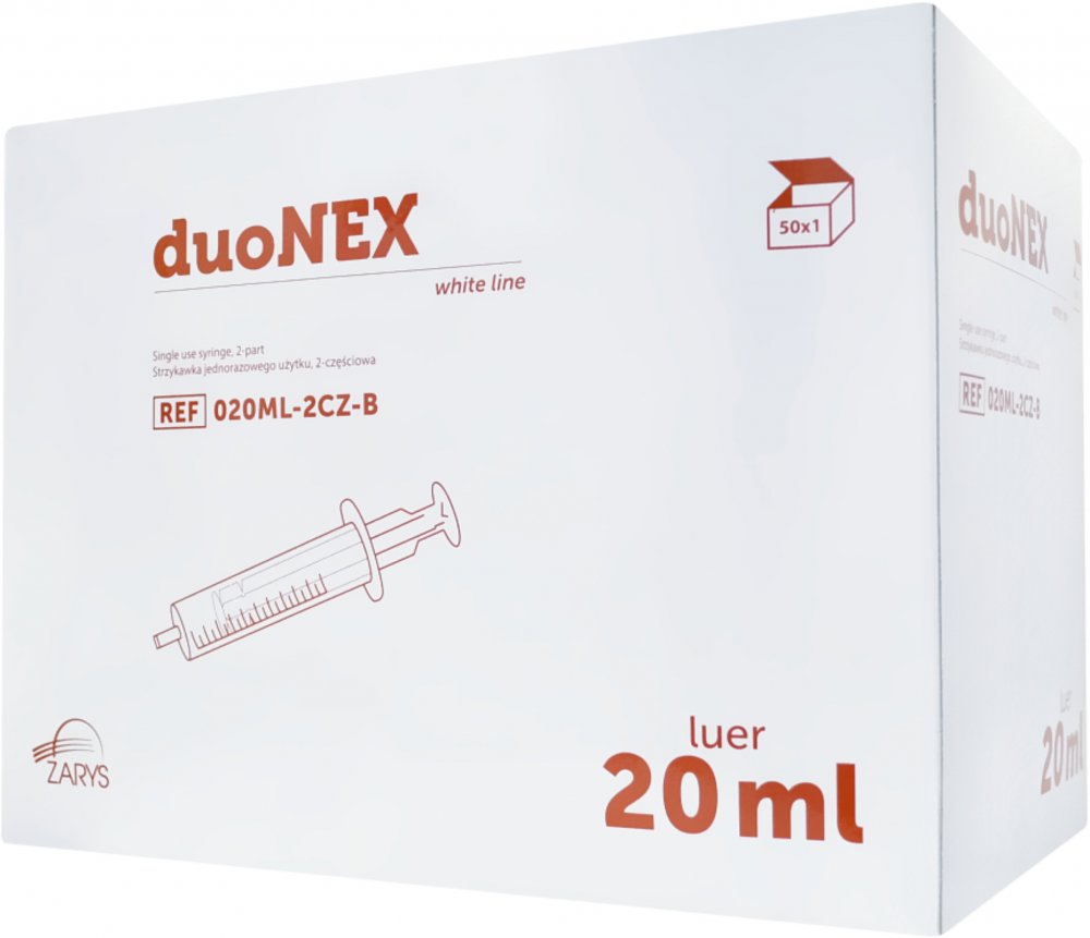 Strzykawka jednorazowa duoNEX, dwuczęściowa, 20ml, 50 sztuk