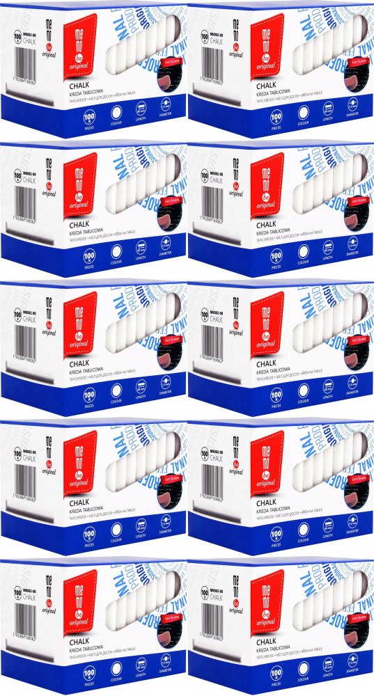 10x Kreda tablicowa MemoBe, 100 sztuk, biały