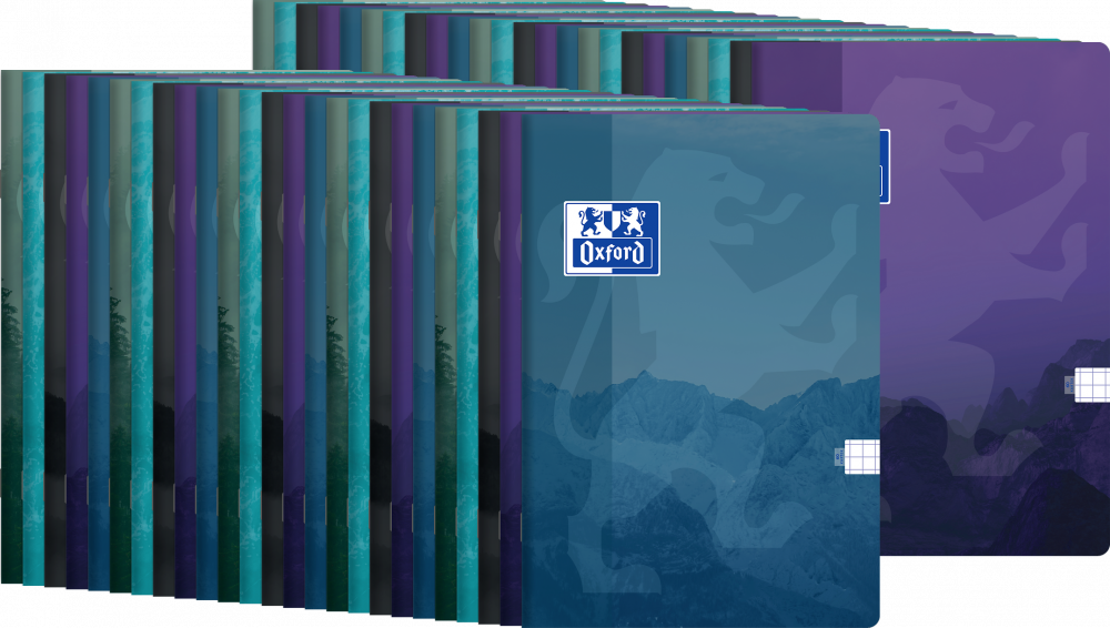 100x Zeszyt w kratkę Oxford Teen, A5, miękka oprawa, 60 kartek, mix wzorów