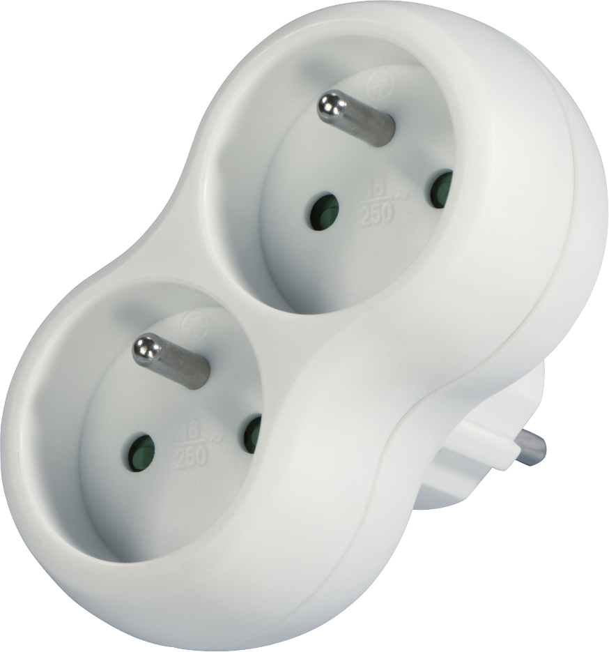 Rozgałęźnik do gniazdka Hama, 2 gniazda, biały