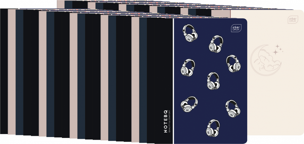 50x Zeszyt w kratkę Interdruk, A5, 60 kartek, okładka PP, mix wzorów