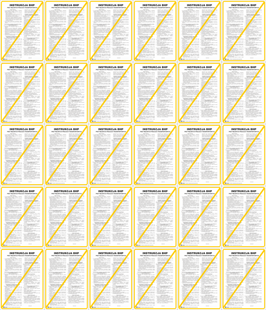 40x Tabliczka informacyjna Instrukcja BHP przy ręcznych pracach transportowych Anro, 25x35cm