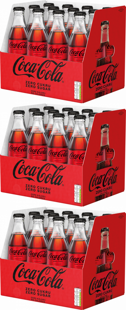 3x Napój gazowany Coca-Cola Zero, butelka bezzwrotna, 0.33l, 12 sztuk