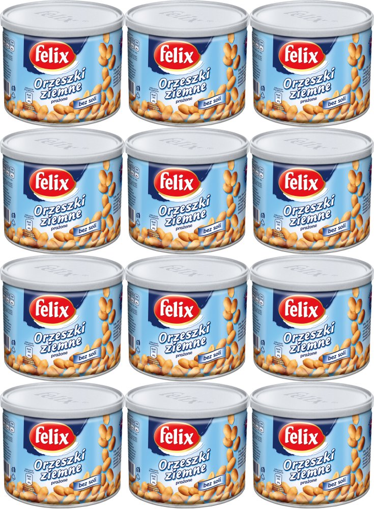 12x Orzechy ziemne prażone Felix, bez tłuszczu i soli, 140g