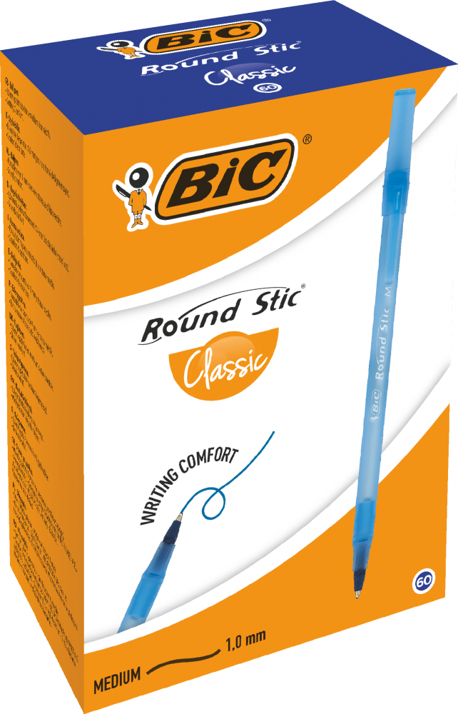 60x Długopis Bic Round Stic Classic, 1mm, niebieski