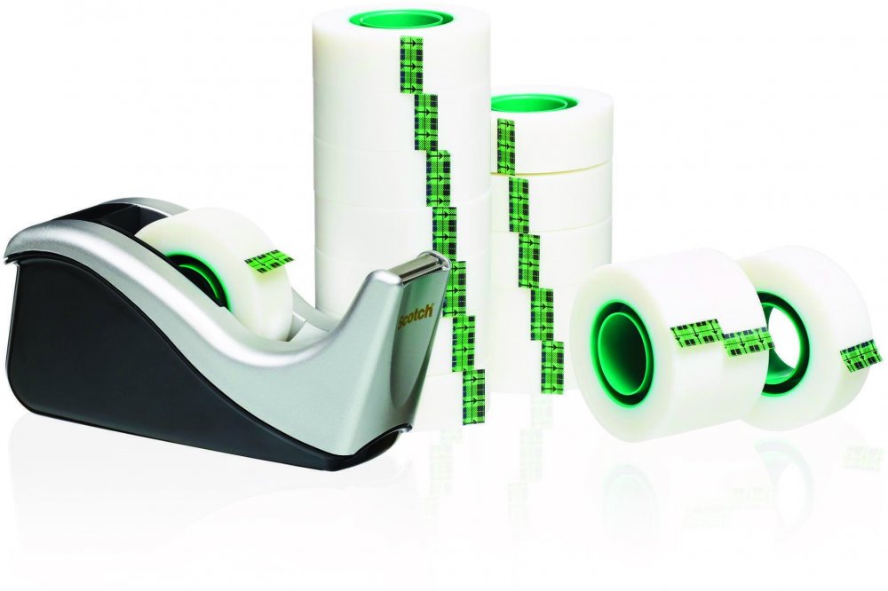 Taśma klejąca Scotch Magic (8-1933R16C60), 19mmx33m, 16 sztuk + podajnik C-60, czarno-srebrny