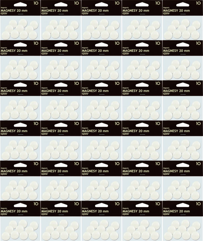 60x Magnesy Grand, 20mm, 10 sztuk, biały