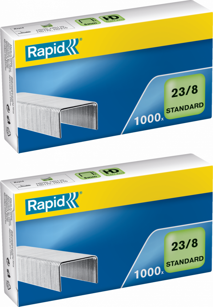 2x Zszywki Rapid Standard, 23/8 1M, 1000 sztuk, srebrny