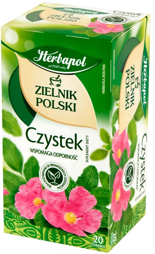Herbata ziołowa w torebkach Herbapol Zielnik Polski, czystek, 20 sztuk x 2g