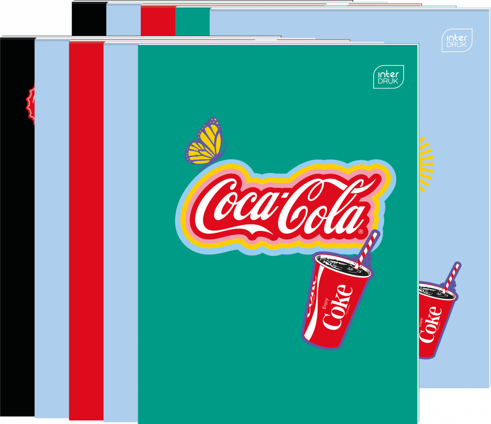 10x Zeszyt do słówek Interdruk Coca Cola, A6, 32 kartki, Mat+UV, mix wzorów