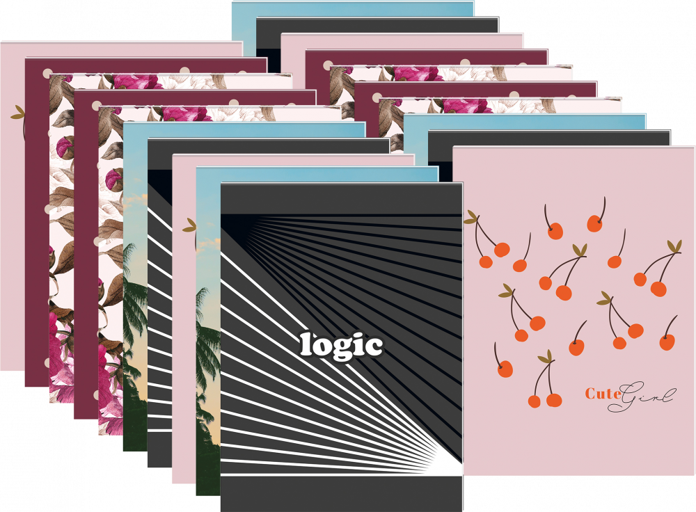 20x Notesik w kratkę Interdruk, A7, 50 kartek, mix wzorów