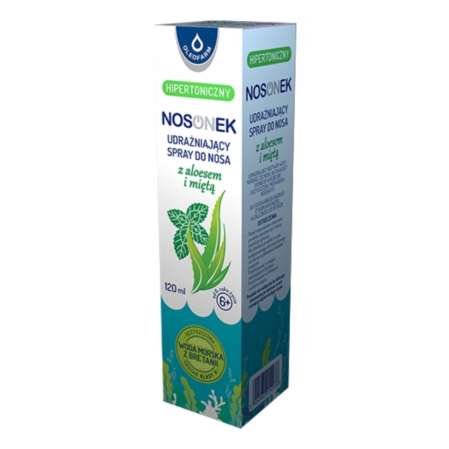 Nosonek - hipertoniczny udrażniający spray do nosa z aloesem i miętą, 120 ml