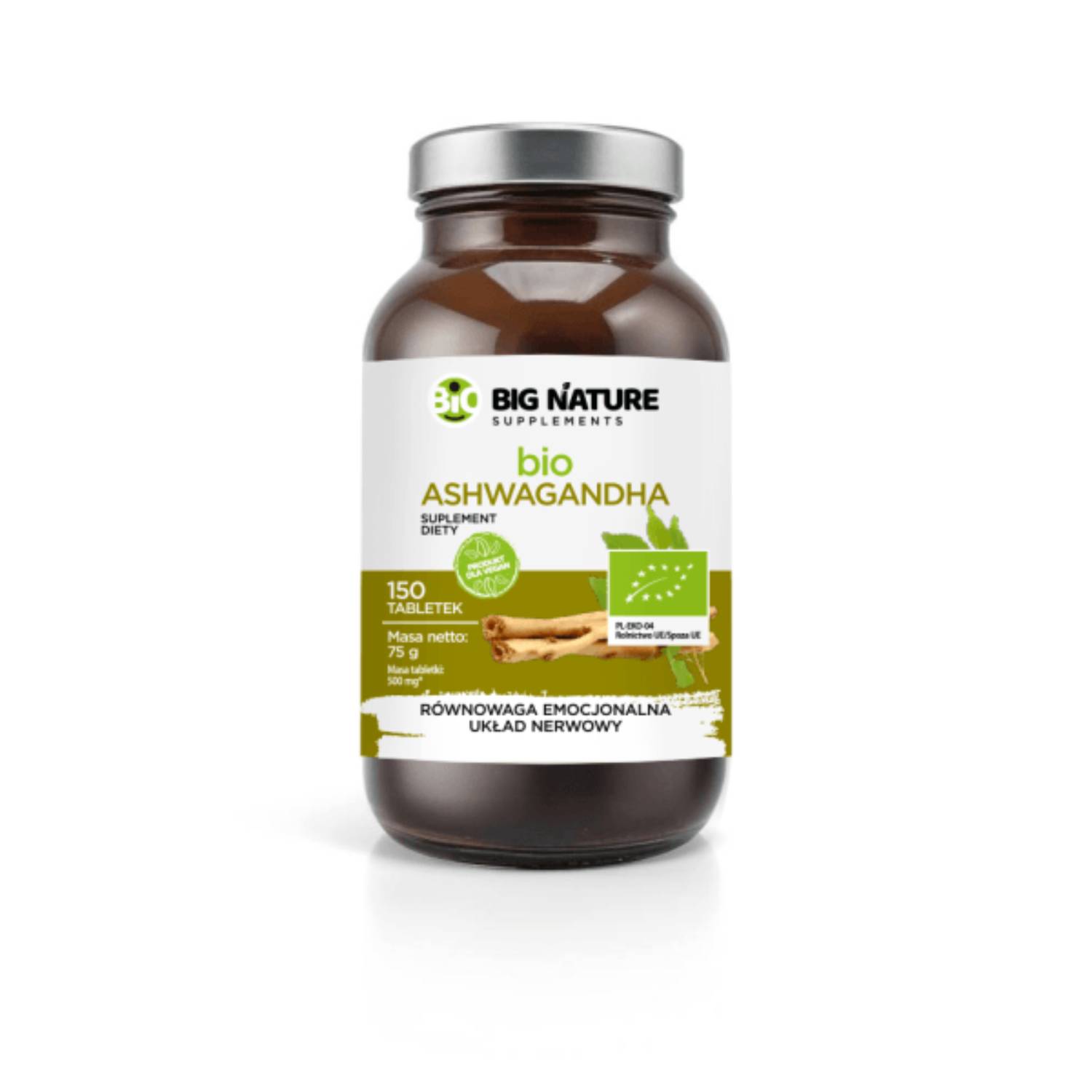 Big nature bio ashwagandha, 150 tabletek