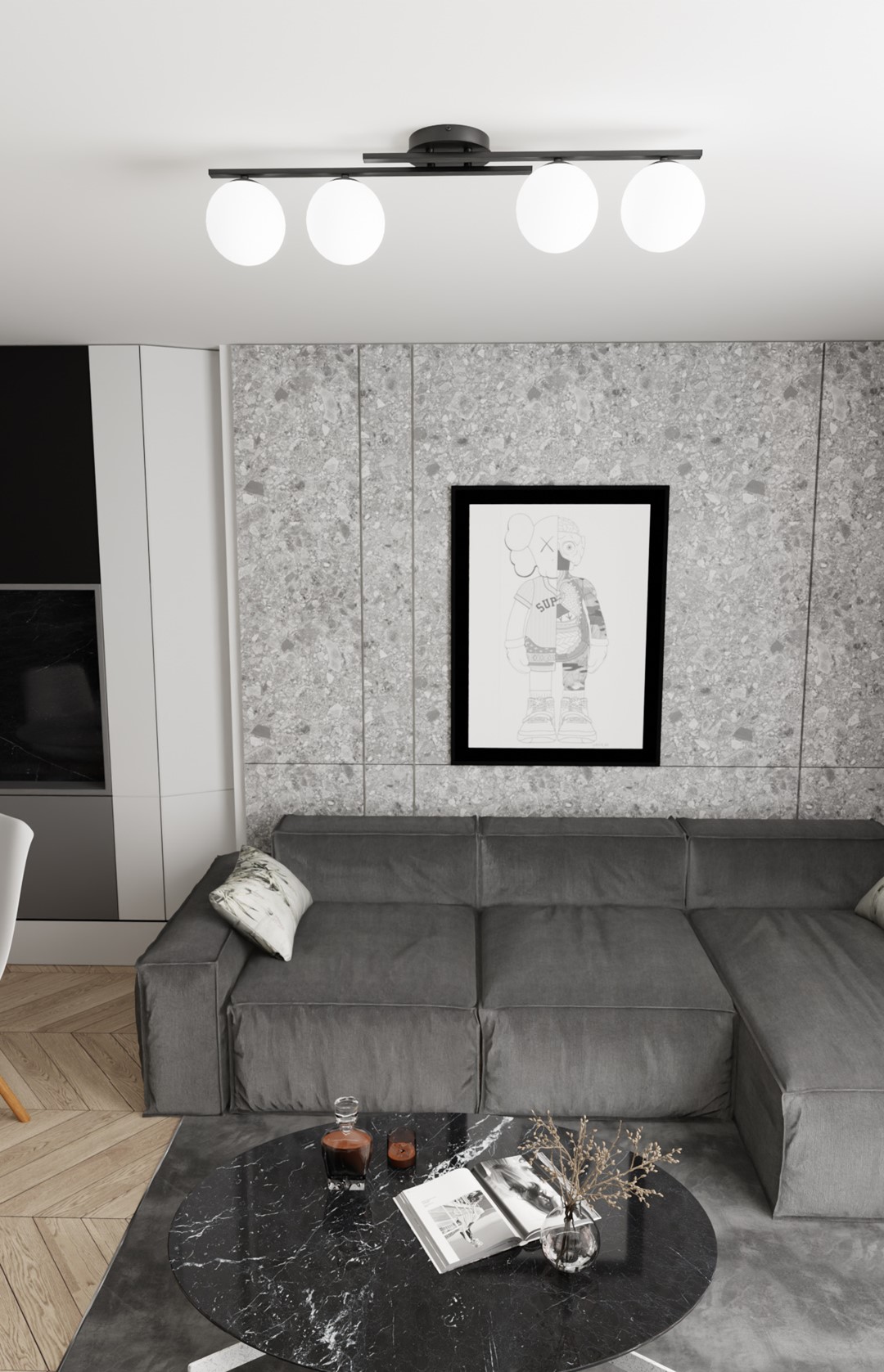 Emibig Kairo lampa podsufitowa 4x10 W opal 1446/4