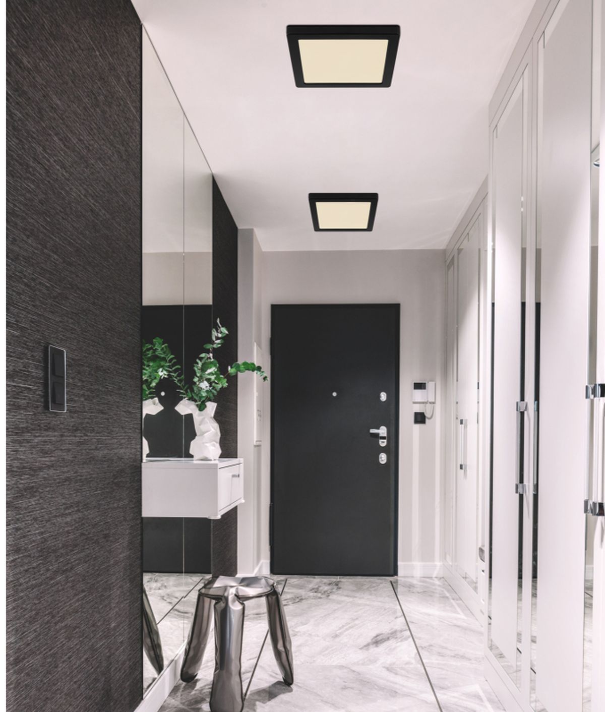 Globo Lighting Lasse plafon 1x18W LED czarny/biały opalizowany 12380-18B