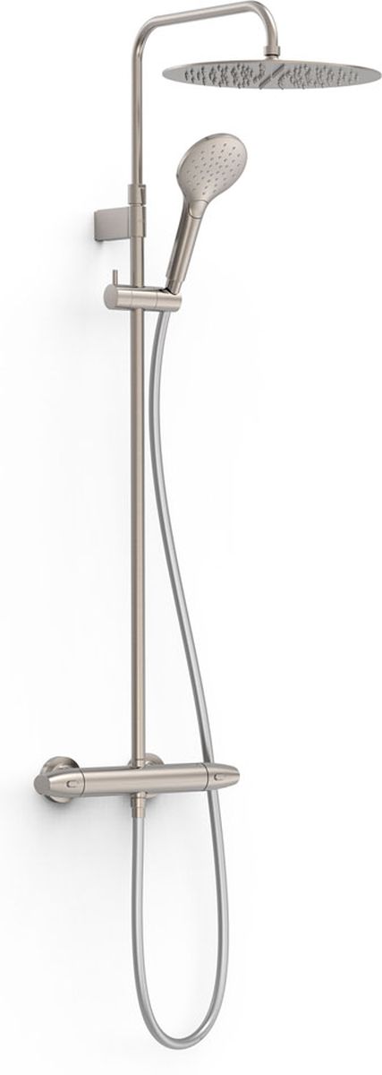 Tres Over-Wall zestaw prysznicowy ścienny termostatyczny z deszczownicą stalowy 19038705AC