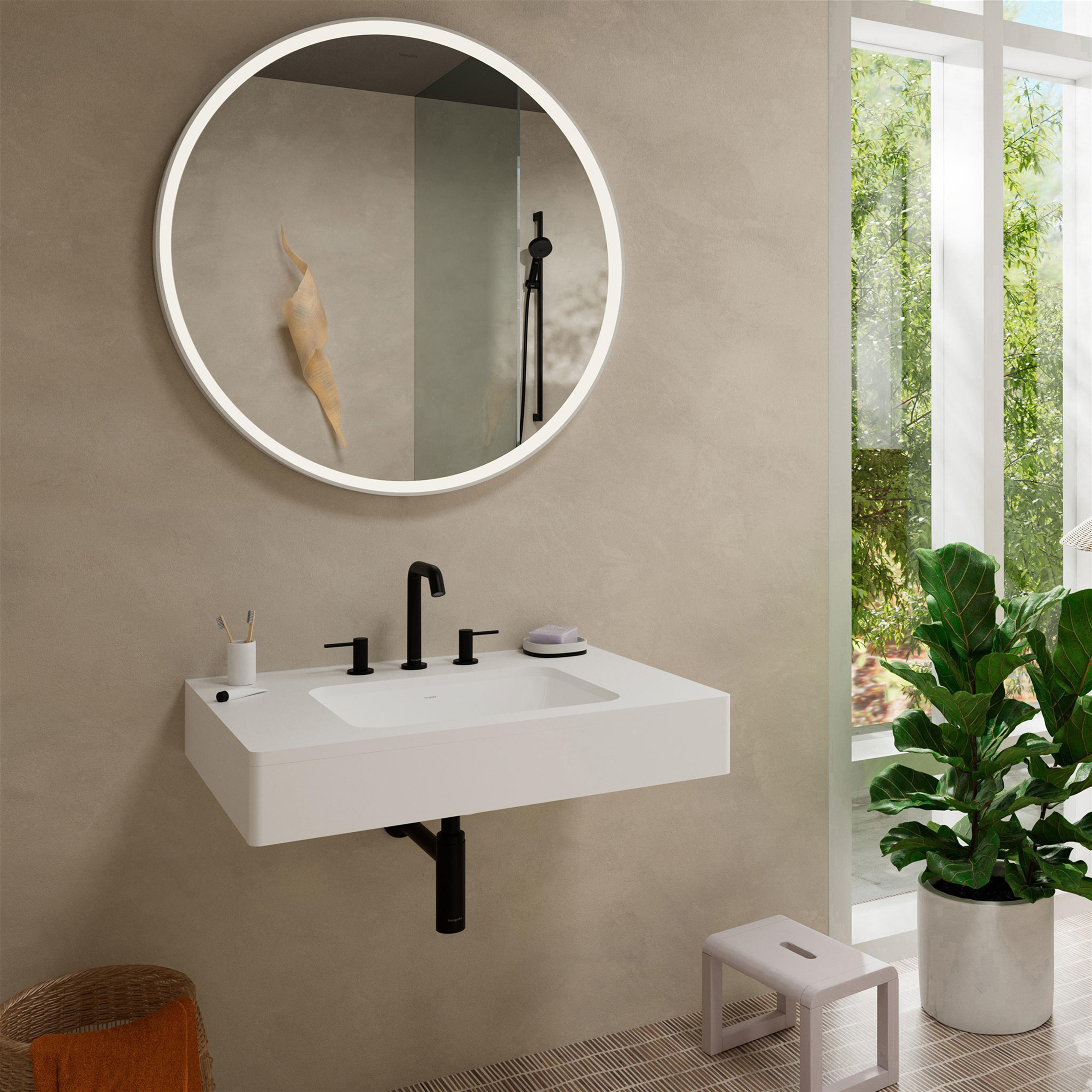 Hansgrohe Tecturis S bateria umywalkowa stojąca 3-otworowa czarny mat 73330670