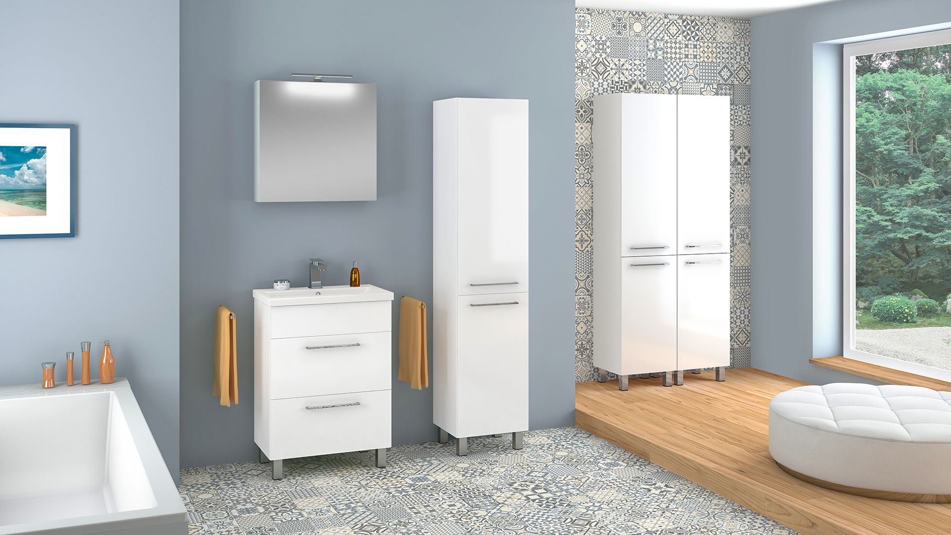 Astor Sol umywalka z szafką 61 cm biała AF-BUI-611-27