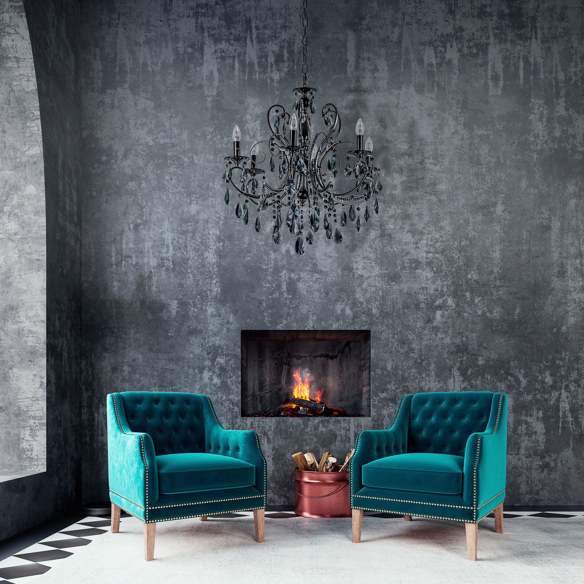 Italux Barocco Black lampa wisząca 6x40 W czarna MD72709-6B