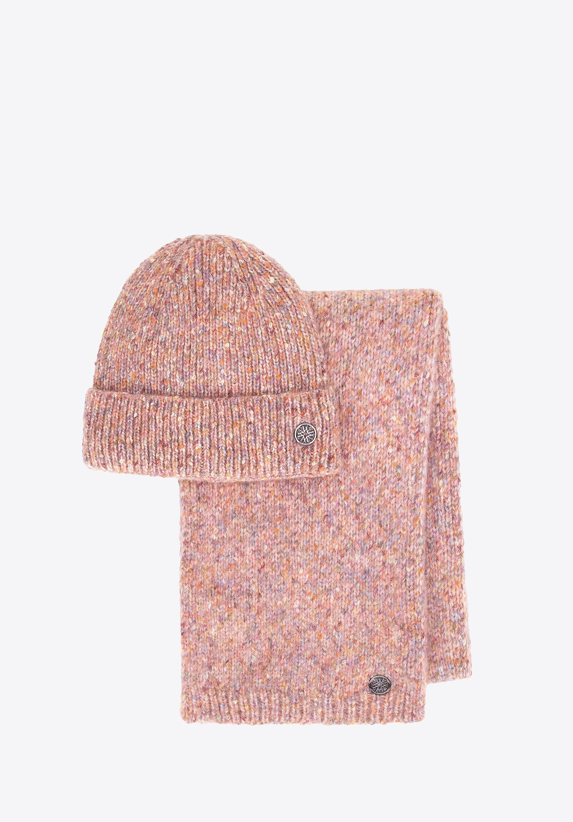 Komplet zimowy damski – czapka i szalik różowy