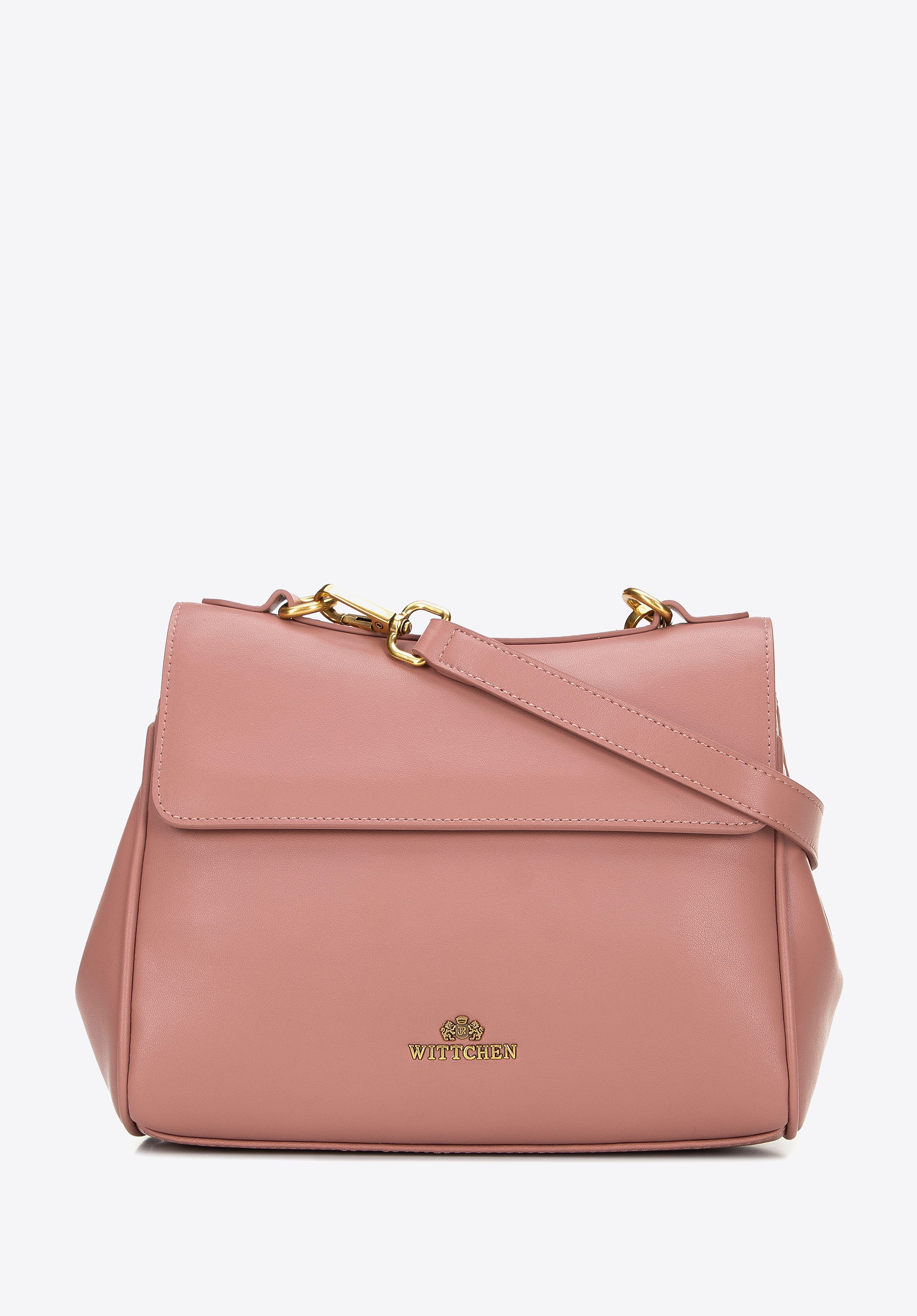 Damski torebka na ramię ze skóry naturalnej różowa