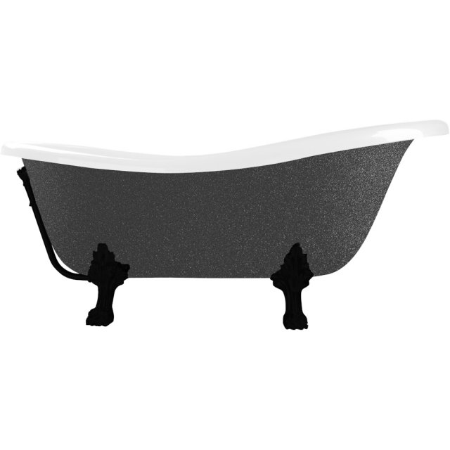 BESCO Wanna wolnostojąca OTYLIA GLAM GRAFITOWA 170x77 cm nogi czarne