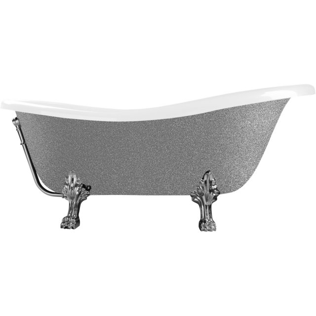 BESCO Wanna wolnostojąca OTYLIA GLAM SREBRNA 160x77 cm nogi chrom #WK