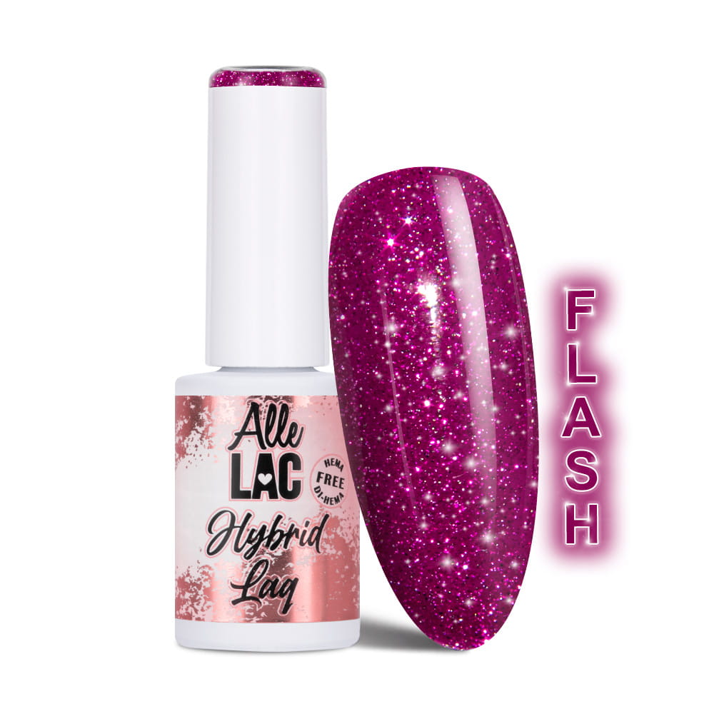 Lakier hybrydowy LED/UV Gel Polish Purples Flash Glitter Purple AlleLac HEMA/Di-HEMA Free 6g