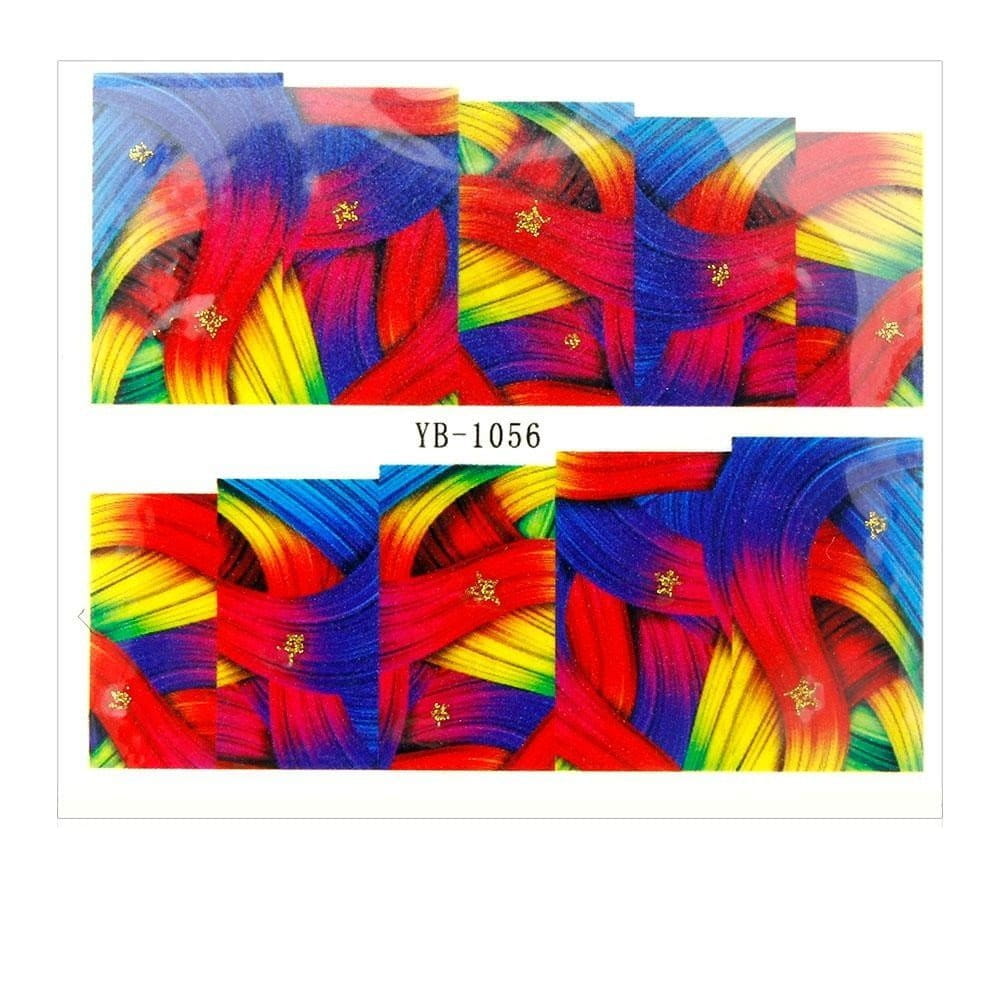 Naklejki wodne do paznokci arkusz 6,5 x 5,5 cm na 10 palców yb Nr 1056
