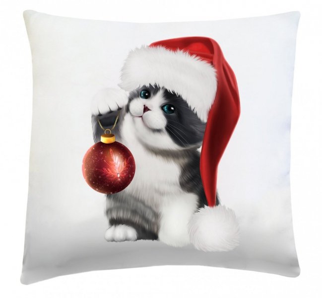 Poduszka świąteczna 40x40 wz. Świąteczny Kot