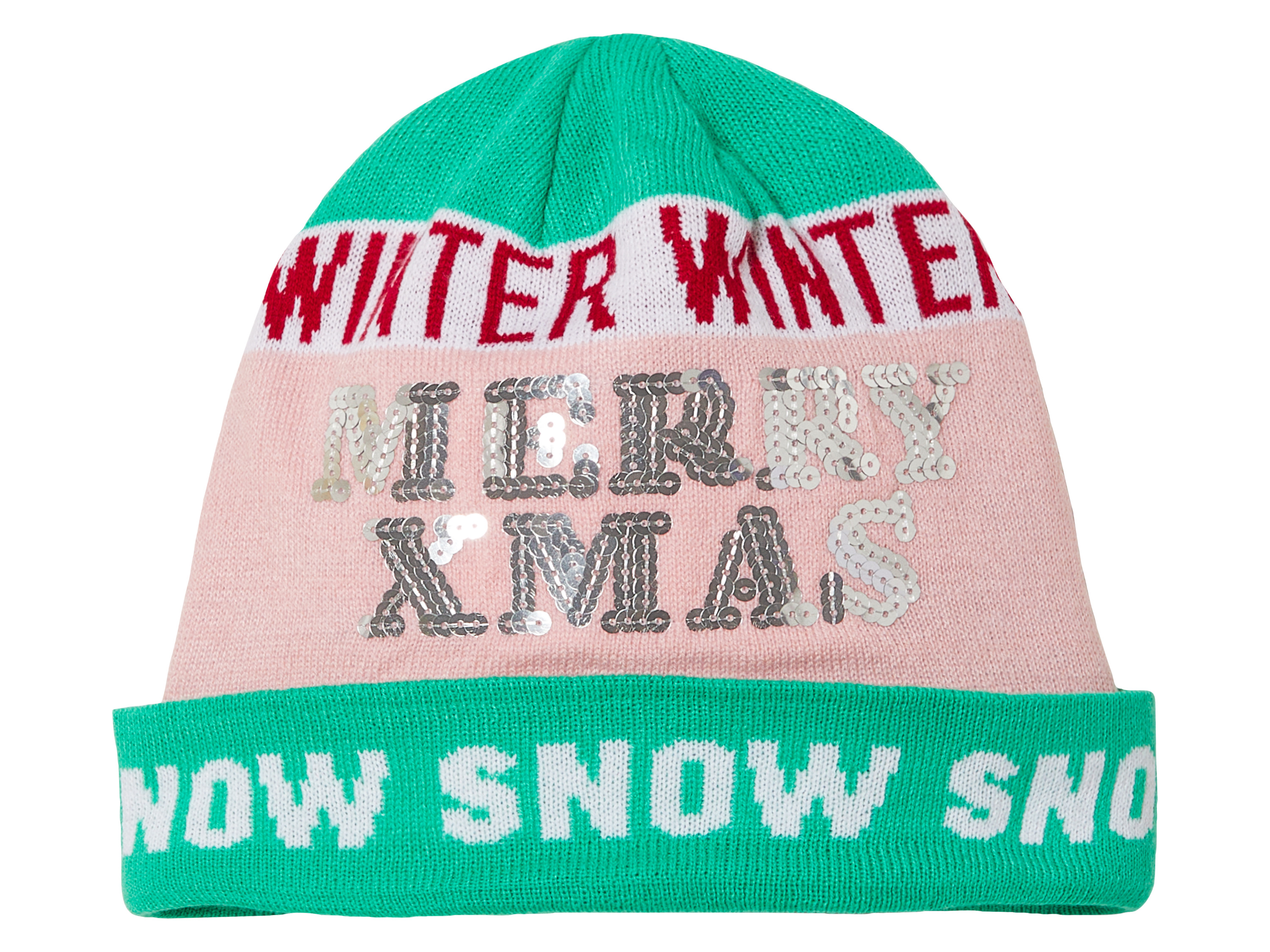 Czapka damska z motywem świątecznym Wesołych Świąt